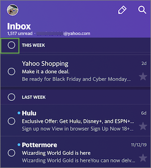 Gambar Yahoo Mail email masuk.